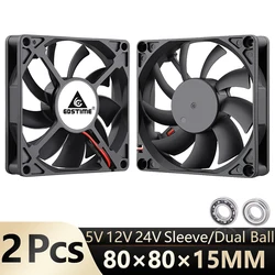 2pcs/lot Gdstime DC 5V 12V 24V 2Pin 3pin USB IDE 4Pin 80mm x 80mm x 15mm 8015 Cooler For PC Computer Case Cooling CPU Silent Fan