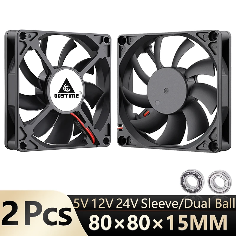 2 sztuk/partia Gdstime DC 5V 12V 24V 2Pin 3pin USB IDE 4Pin 80mm x 80mm x 15mm 8015 Cooler dla PC komputer przypadku chłodzenia CPU cichy wentylator