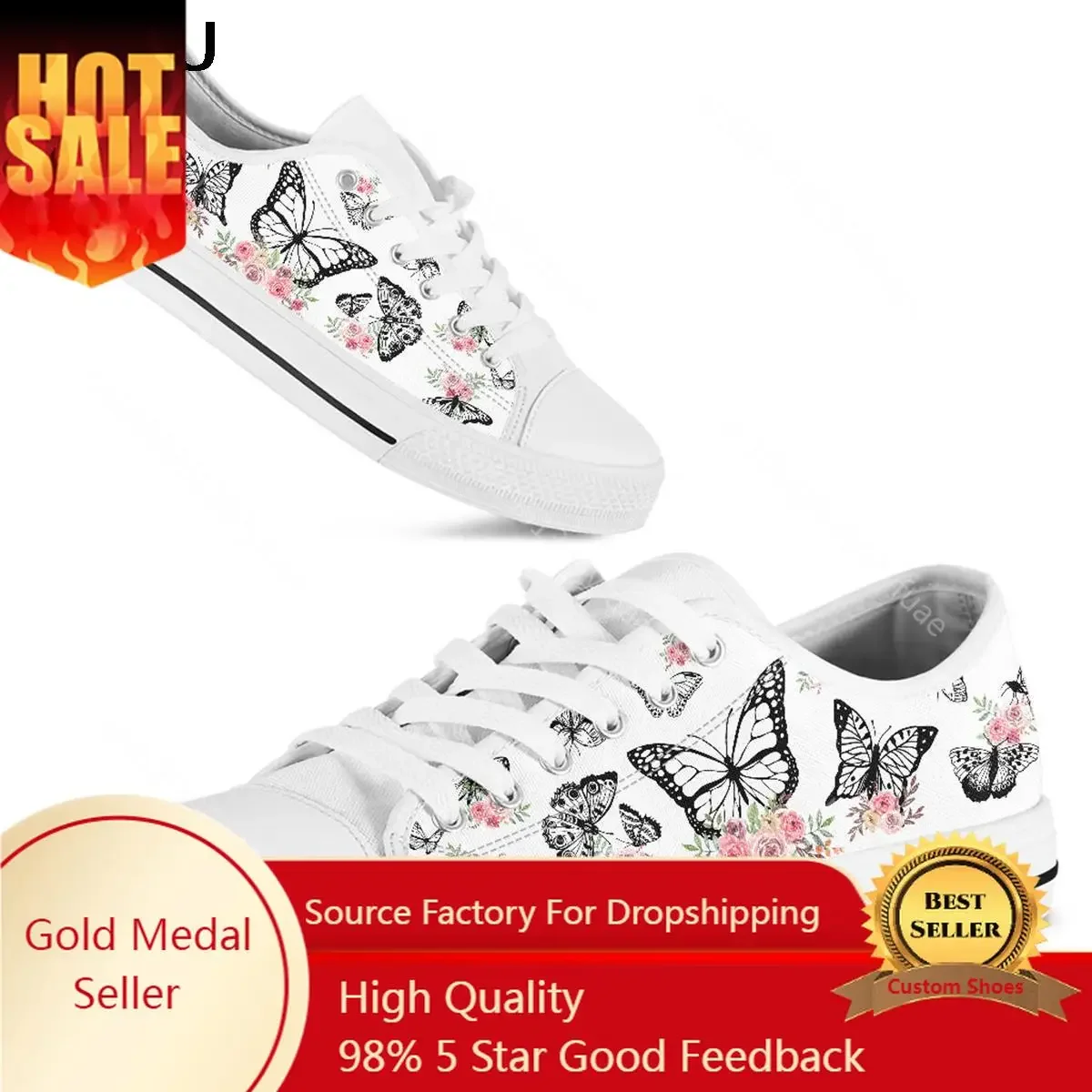 

Women Breathable Shoes New Light Lace up Flat Ladies Sketch Butterfly Casual Shoes White Canvas Sneakers