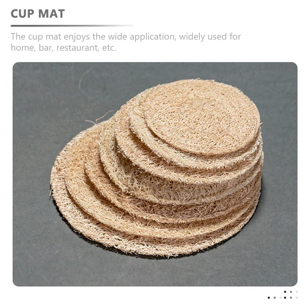 

2Pcs Loofah Coaster Non-Slip Cup Pad Wear-Resistant Insulated Coasters for Home Office Cafe Decorative Use Loofah Coaster