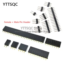 20pairs 2.54mm Single Row Pin Female Header Male Socket 1*2p 3p 4p 5p 6p 7p 8p 9p 10p 12p 14p 16p 18p 20p 22p 40p Pin Connector