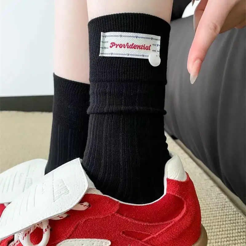 1/3 Paar Frühling Herbst Frauen Button Label Mid Tube Socke Modische Süße Koreanische Stil Weiche Bequeme Alle Jahreszeiten Casual Socke – Detail 6
