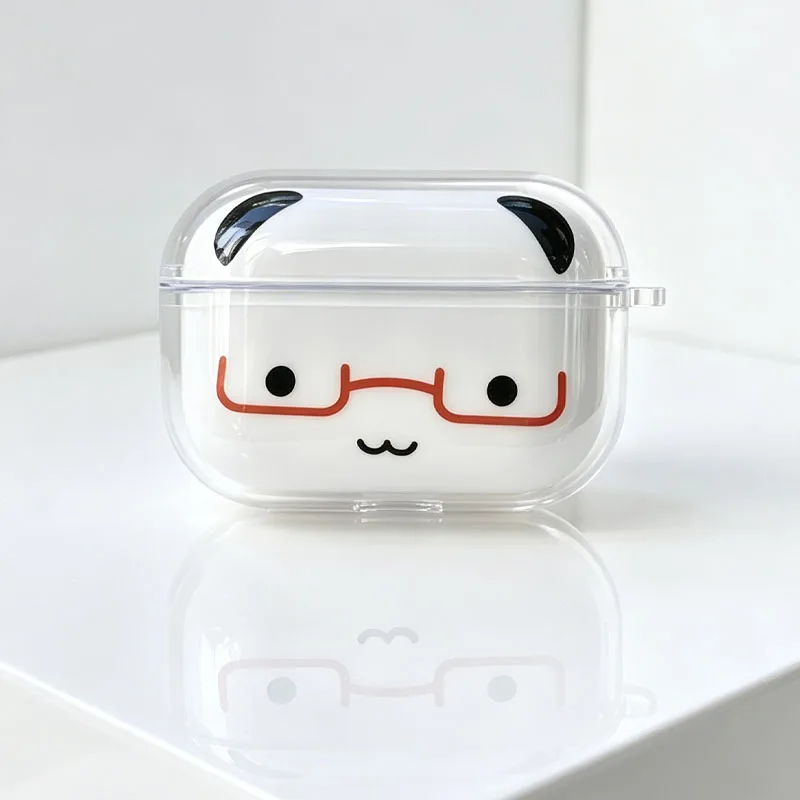 Cartoon Ins Cute Glasses Panda Earphone Case For Airpods Pro 3 2 Pro Wireless Bluetooth Cover For Airpods 1 2 3 4 Silicon Shell
