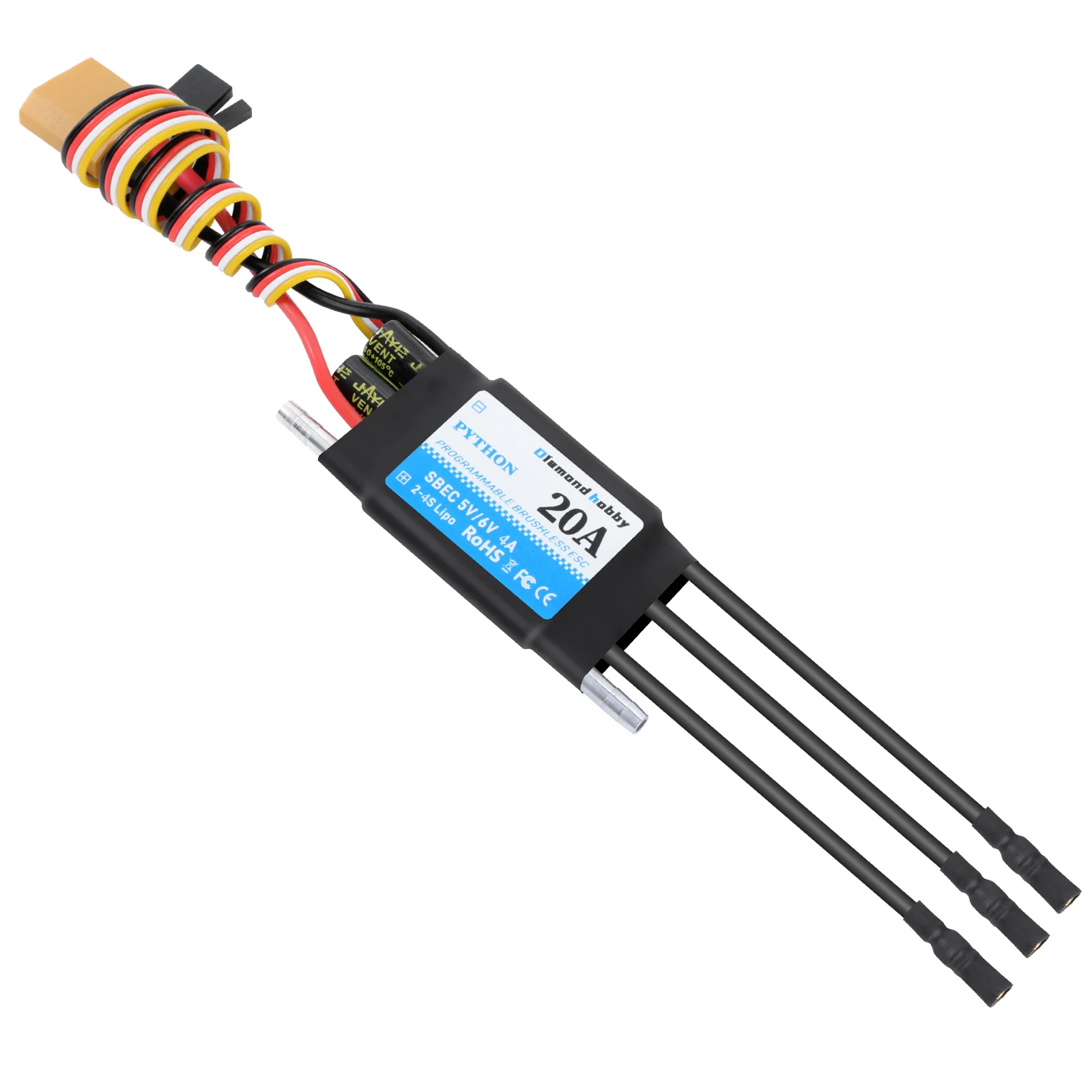

DH 20A 40A 60A 80A 100A Водонепроницаемый бесщеточный электронный регулятор скорости ESC с 5,5 В/4 А BEC и XT60 3,5 мм подключением головки типа «банан»