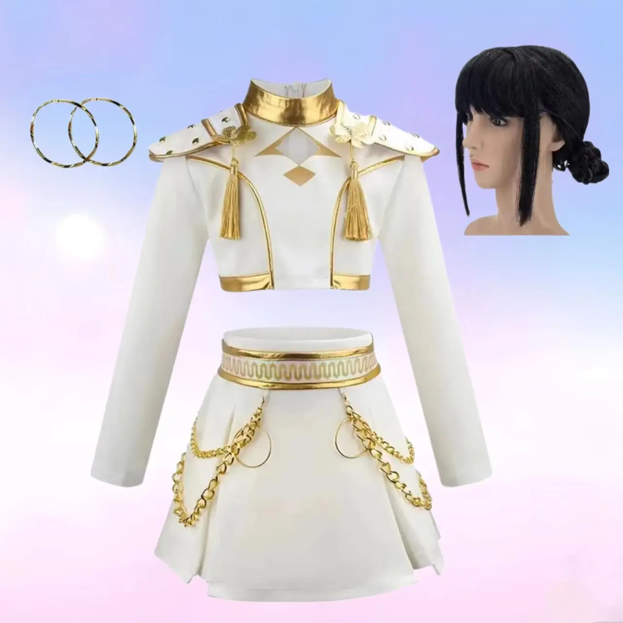 Korea KPop Idol Bühne Leistung Mädchen Mode Weiße quasten Kette design Cosplay Kostüm Familie Party rollenspiel geburtstag gif