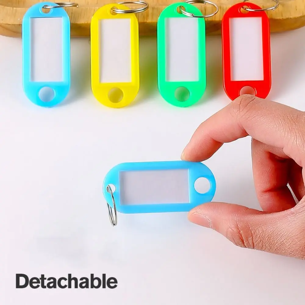 10/20/30/40 Pieces Transparent Window Key Ring Luggage Name Metal Split Rings With Number Plates Key Chains Plastic Key Tags