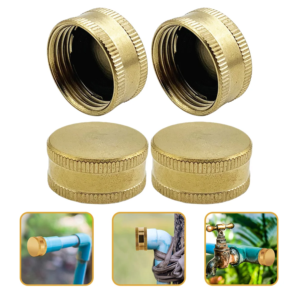 4 Pcs Garden Hose Cover Ends Caps 3/4 Connector Supplies Plug Brass Fitting Durable Accessories