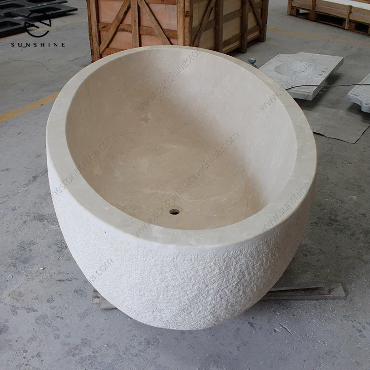 حوض استحمام داخلي أنيق قائم بذاته من الرخام للبالغين