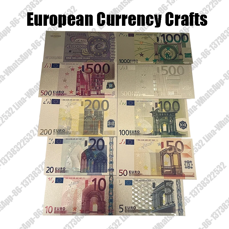 Beautiful Colored European Banknote Currency 5 10 20 50 100 500 1000 Milliion Euro Gold Banknotes for Business Gifts Collection