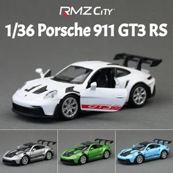 1/36 Porsche 911 GT3 RS Toy Car Model For Children RMZ CiTY Miniature Racing Free Wheels Pull Back Diecast Metal Collection Gift