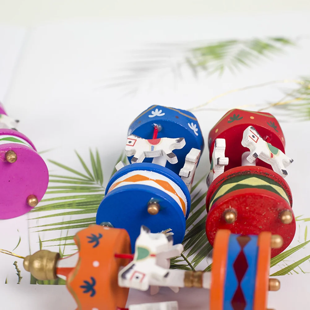 

6Pcs Wood Carousel Ornaments Hanging Desktop Christmas Wooden Craft Home Holiday Decoration Wooden Ornament Christmas Hangings