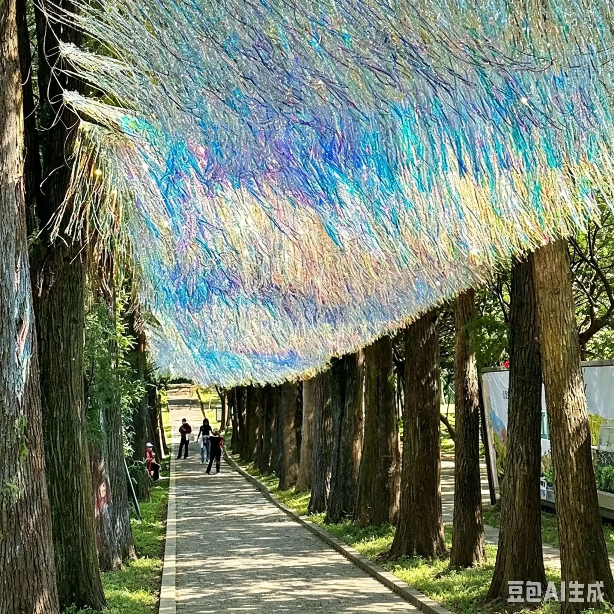 Colorful Laser Ribbon Party Decoration, Holographic Shade Canopy, Amusement Park Wind-Driven Fringe Ceiling, wedding decor