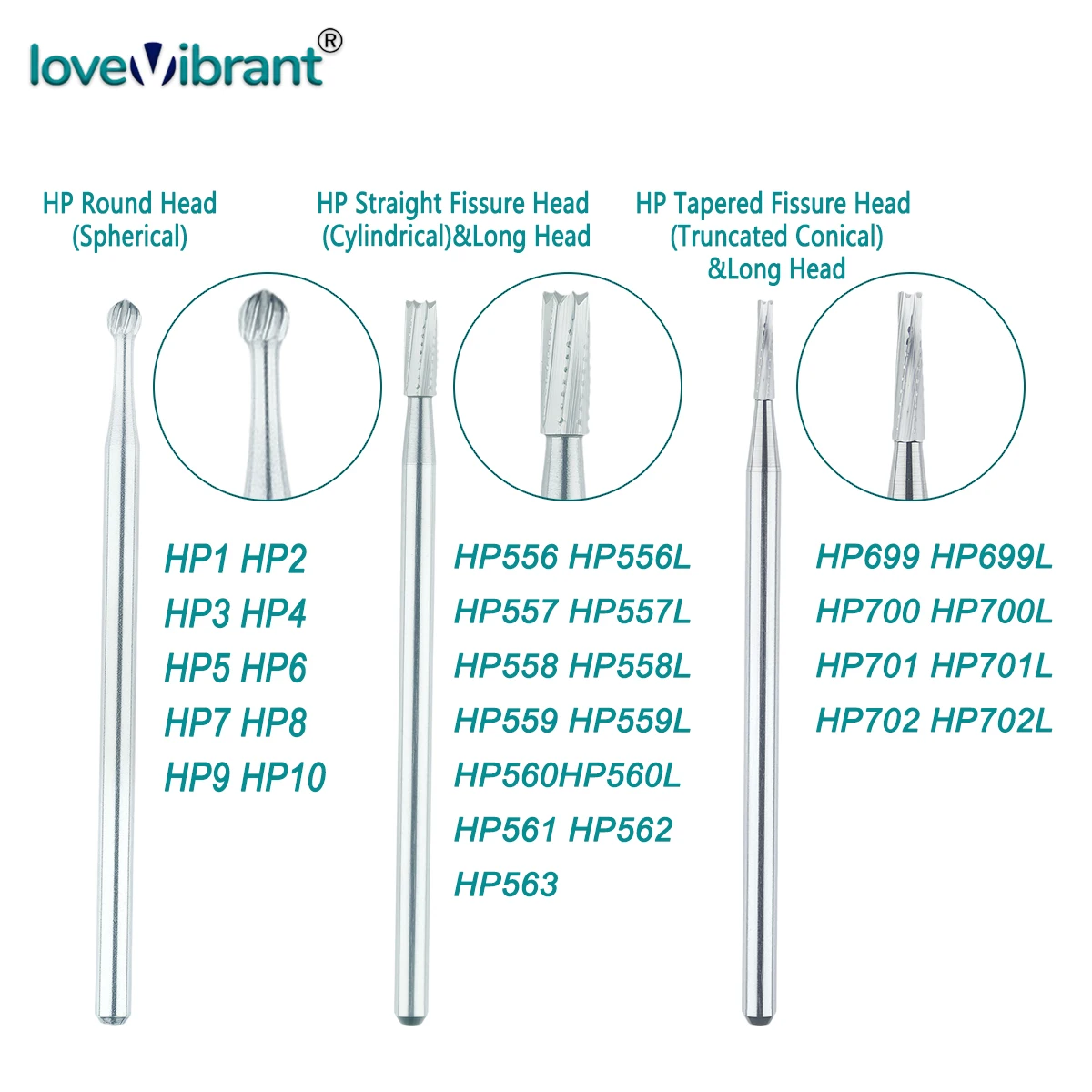 

6 шт., стоматологические боры из карбида вольфрама HP, низкоскоростная круглая головка, прямая головка, коническая ткань, стоматологическое сверло для клубники