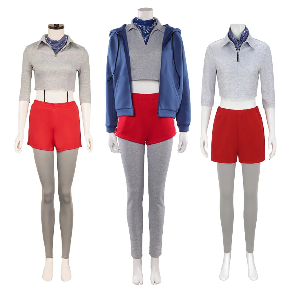 

TV Stranger Eleven Cosplay Costume Set Gray Top Red Mini Skirt Outfit Women Little Girls Halloween Party Carnival Disguise
