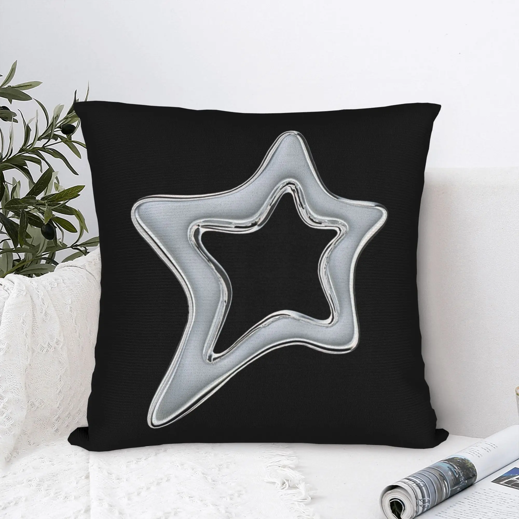 Printed Y2k Grunge Stars 2000s Cyber Pillowcase Polyester Cushion Cover Decorative Vintage Pillow Case Cover Home Drop Shipping