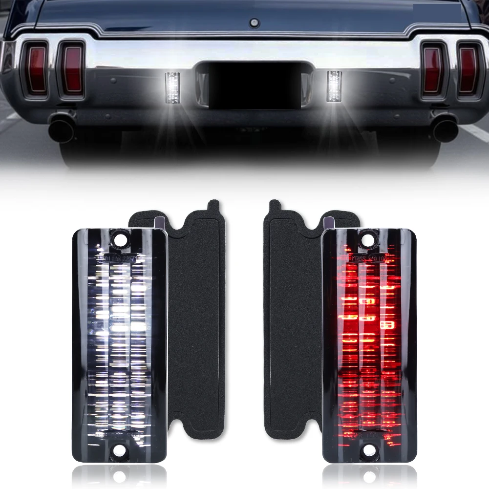 2PCS Rear Bumper Brake Light Tail Light Reflector Backup Light Reverse Light W/LED For  1970 1971 1972 Oldsmobile Cutlass 442
