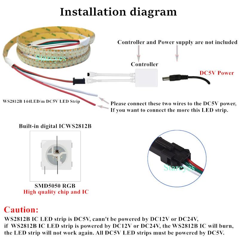 1 sztuka magiczny kolor SMD 5050 1m WS2812B DC5V 144 led/m listwy RGB LED indywidualnie adresowalny cyfrowy IC taśma LED sznur oświetleniowy