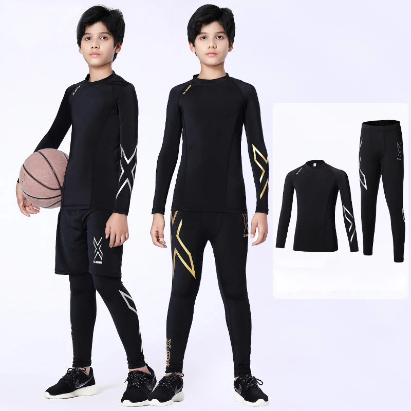 Kids Running Set Children Boy Girl Men Women Fitness Basketball Football Sport Hiking Skiing Thermal Underwear Suit Tracksuit 08