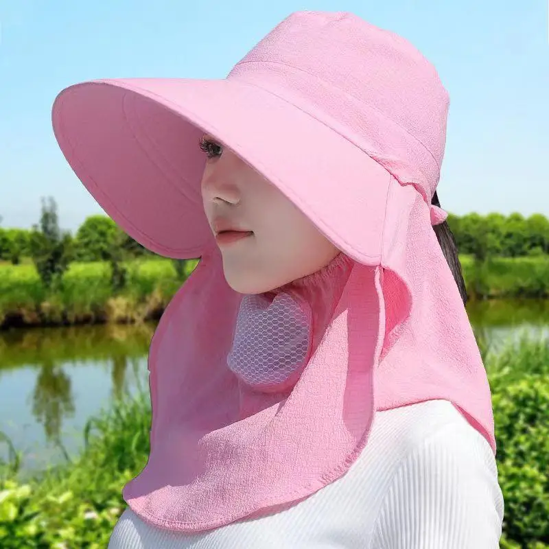 Women's Sun Protection Hat Large Brim Tea Picking Cap for Working Travel Cycling Face Mask UV Protection Spring Summer Hat