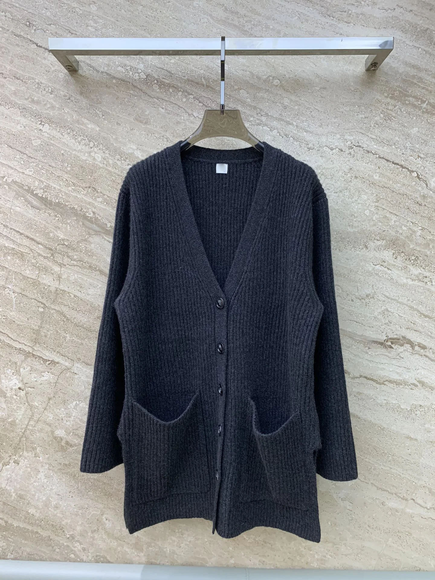 

Women's Clothing wool V-neck ribbed mid-length knitted cardigan classic everythingAutumn Winter New NO.1