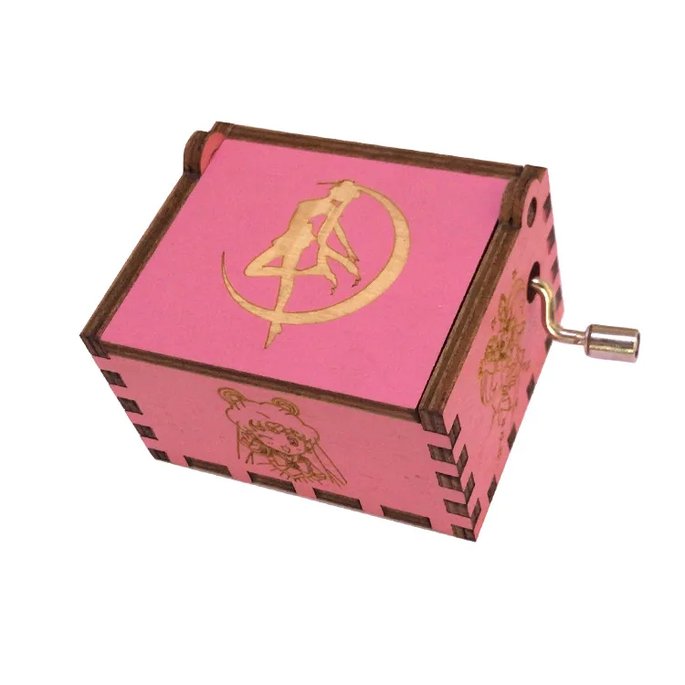 Sailor Mooned Theme Music Box Ornaments Party Wooden Hand Cranked Musical Box Valentine's Day Birthday Holiday Christmas Gifts - view 6