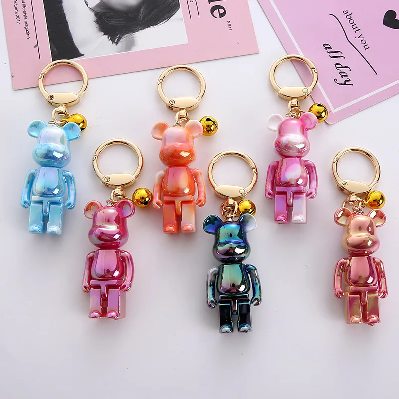 High Quality Black White Bear brick Action Figures Block Bear PVC DIY Keychain Keyring Pendant Paint Doll Mini Brick Figure Toys