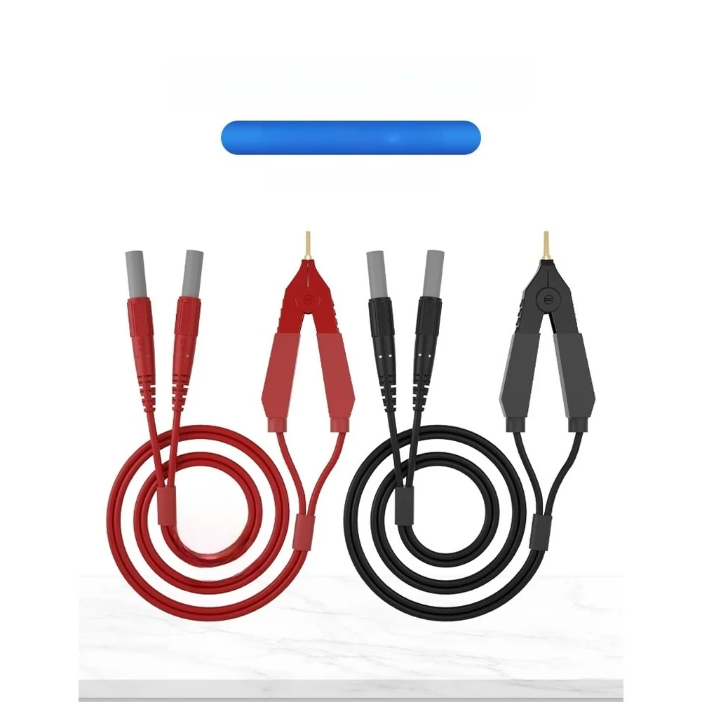 1.2m Kelvin Test Cable Set 2PC Nickel Plated 4mm Banana Connectors for Accurate Low Resistance Testing on For LCR Meters