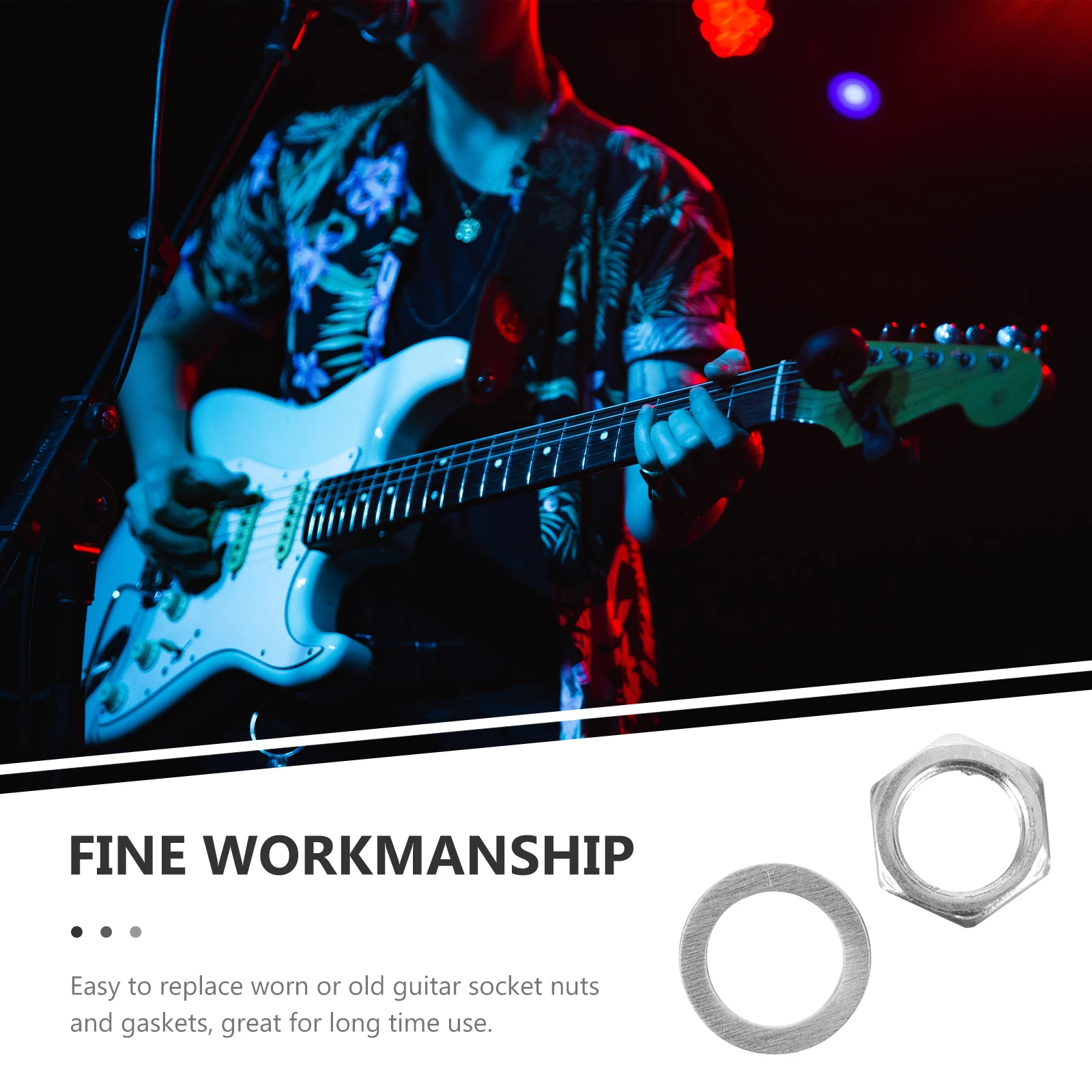 

10Sets Guitar Nut Hex Screw 6.35mm Alloy Gasket Replacement Electric Guitar Potentiometer Socket Nuts Potentiometer Nut