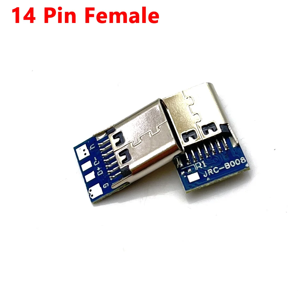 

100pc USB-C 3.1 Type C Connector USB 14 Pin Female Socket receptacle Through Holes PCB 180 Vertical Shield Overall length 14.6mm