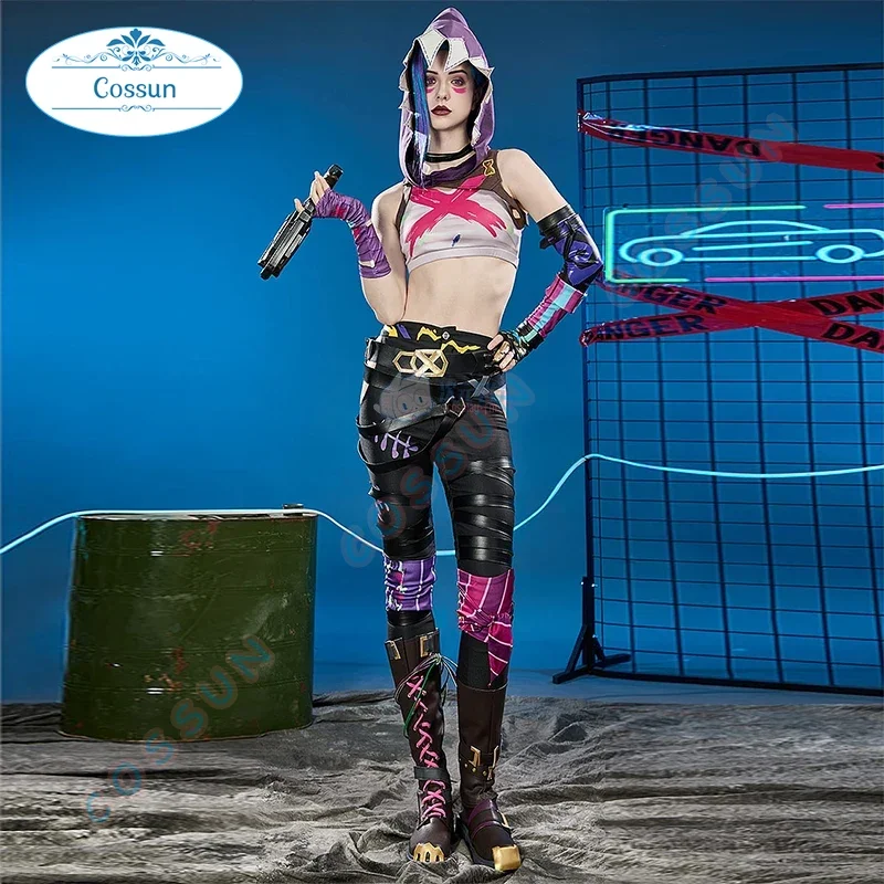 

[Stock] Game LOL Arcane 2 Jinx Cosplay Costume Women Vest and Pants with Hat Other Accessories Halloween Cosplay Wig Shoes