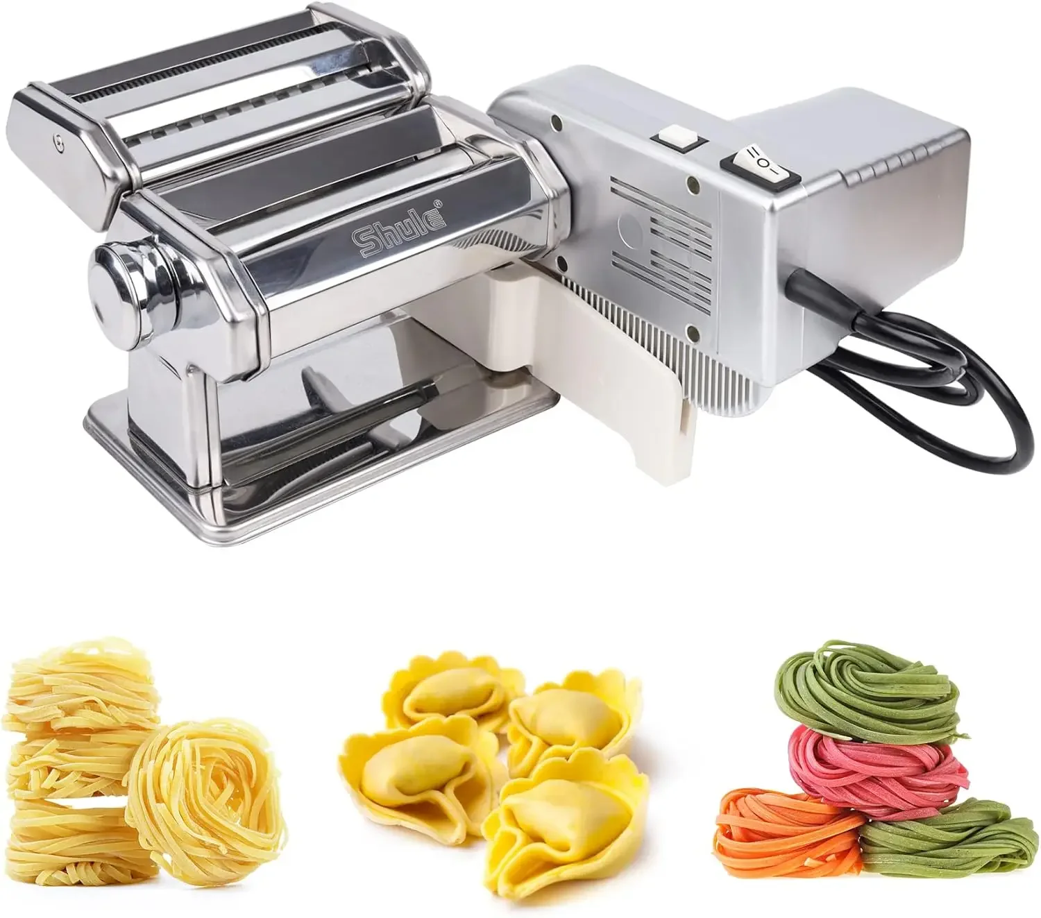 Electric Pasta Maker with Motor Automatic Pasta Machine with Hand Crank