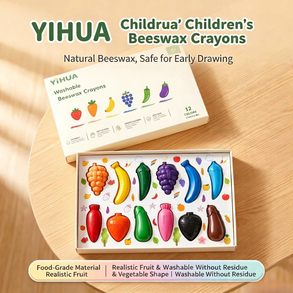 12-color Fruit-shaped Crayons Non-dirty Hands Can Be Washed Children's Brushes Educational Stationery  Colores Para Pintar Niños
