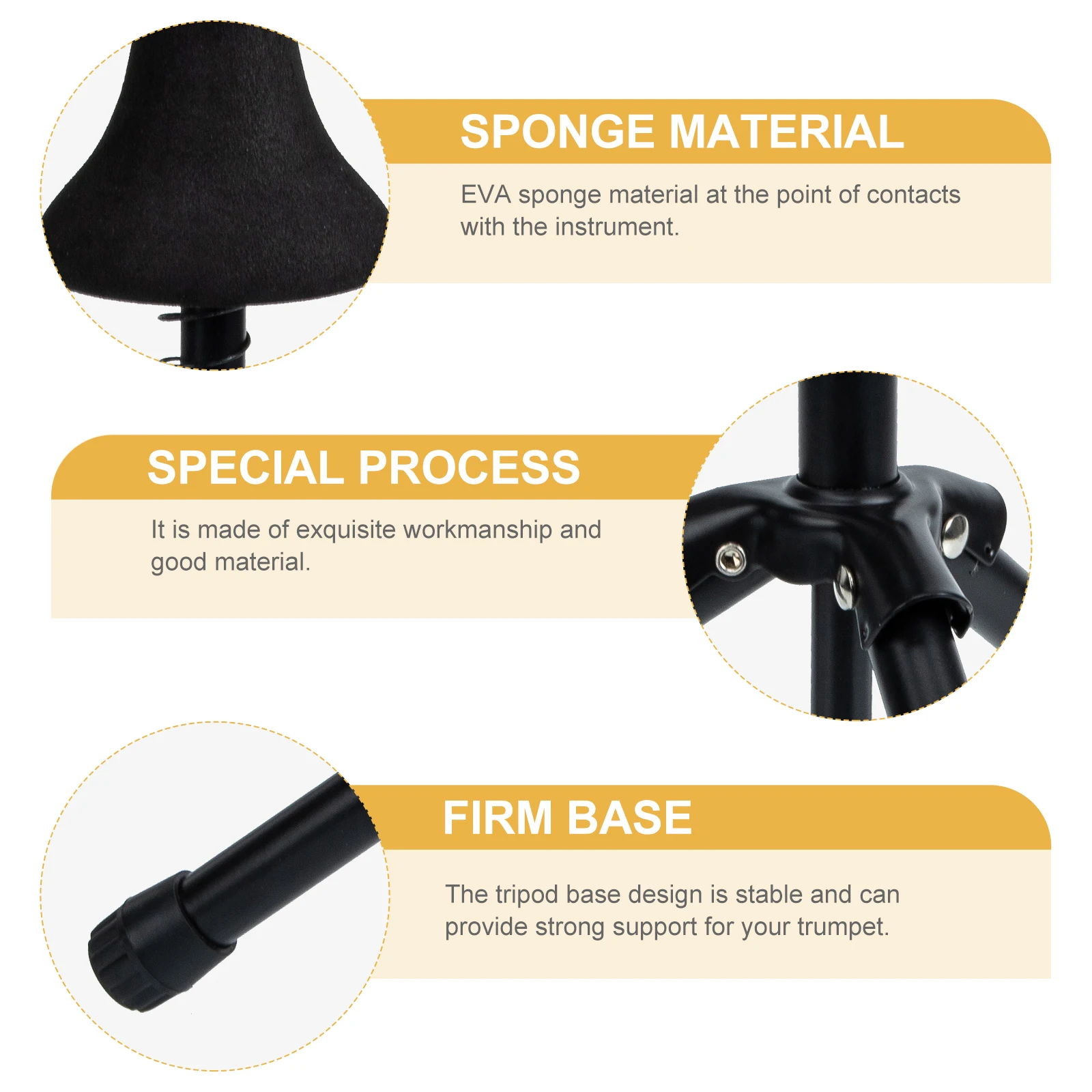 

Small Trumpet Stand Foldable Durable Iron Sponge Stable Tripod Base Cornet Flugelhorn Display Rack Storage Accessories Musical