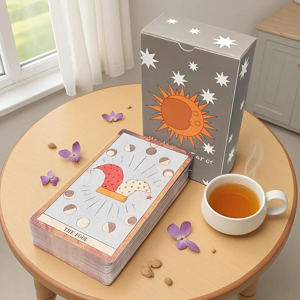 

Moon Magic Tarot Deck 78 Pcs Unique Tarot Cards In Vintage Style 12*7cm Printed on 350GSM Double-embossed Cardstock