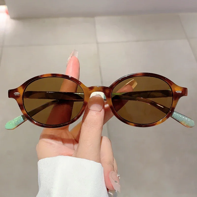 KAMMPT Y2k Vintage Oval Sunglasses Women 2024 New Fashion Candy Color Shades Trendy Retro Solid UV400 Protection Outdoor Eyewear