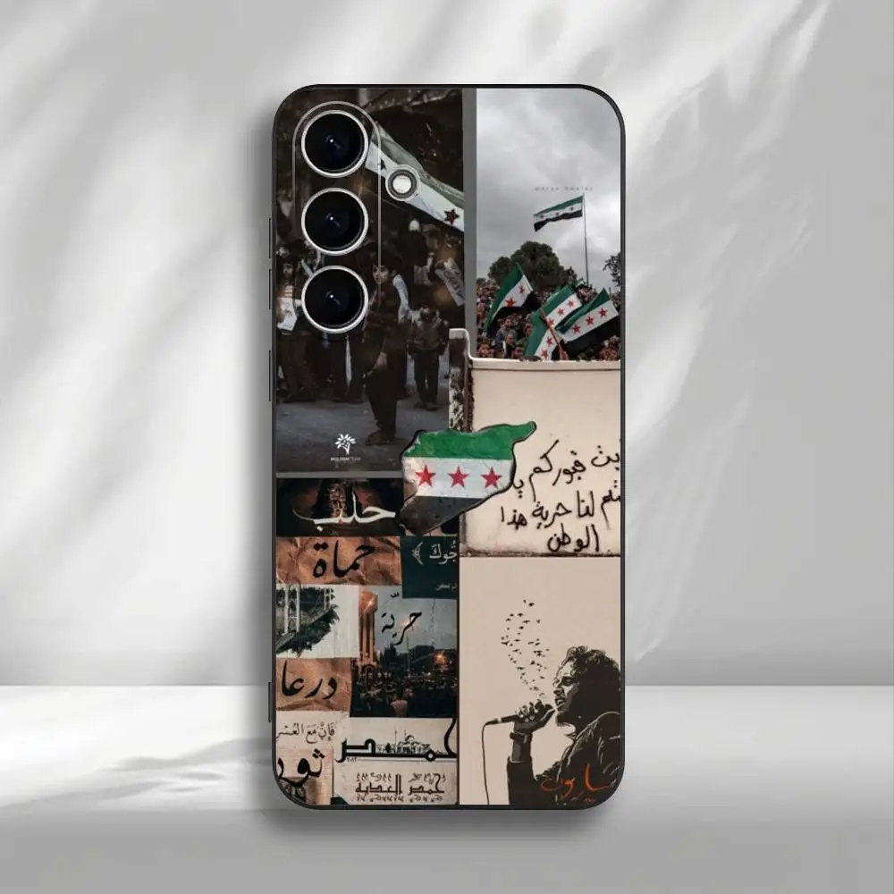 حافظة هاتف بعلم الثورة السورية لهاتف سامسونج جالاكسي A73، A72، A71، A70، A53، A52، A51، غطاء أسود ناعم آخر