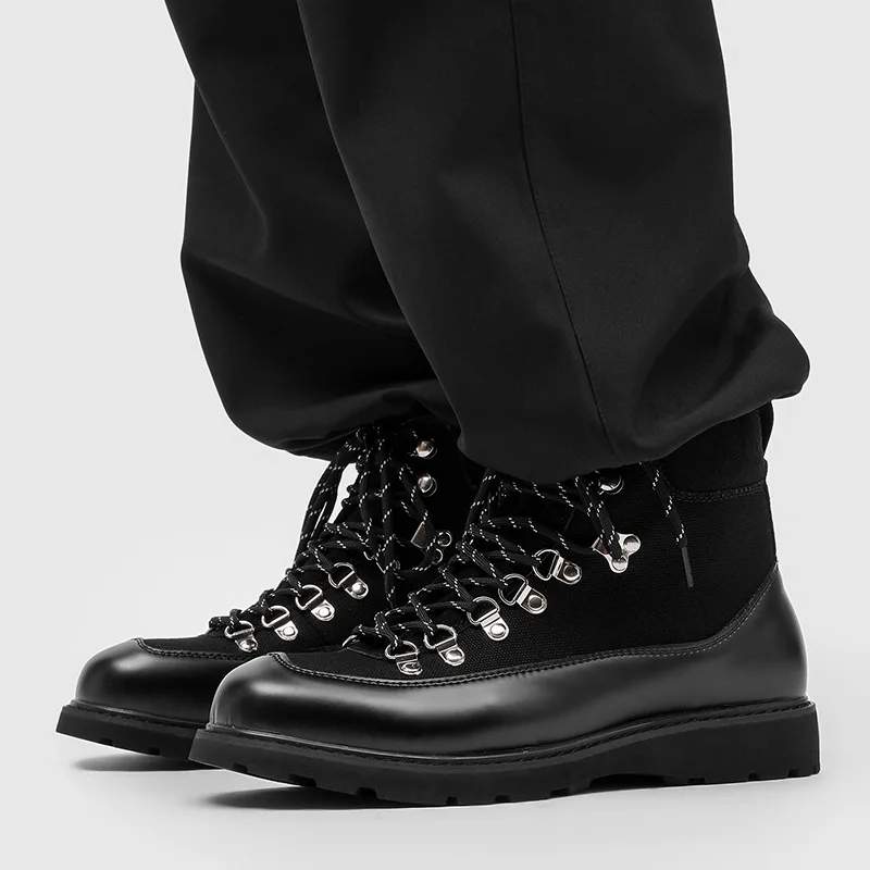 

British style men's fashion party banquet platform boots designer black trendy shoes cowboy spring autumn boot cool ankle botas