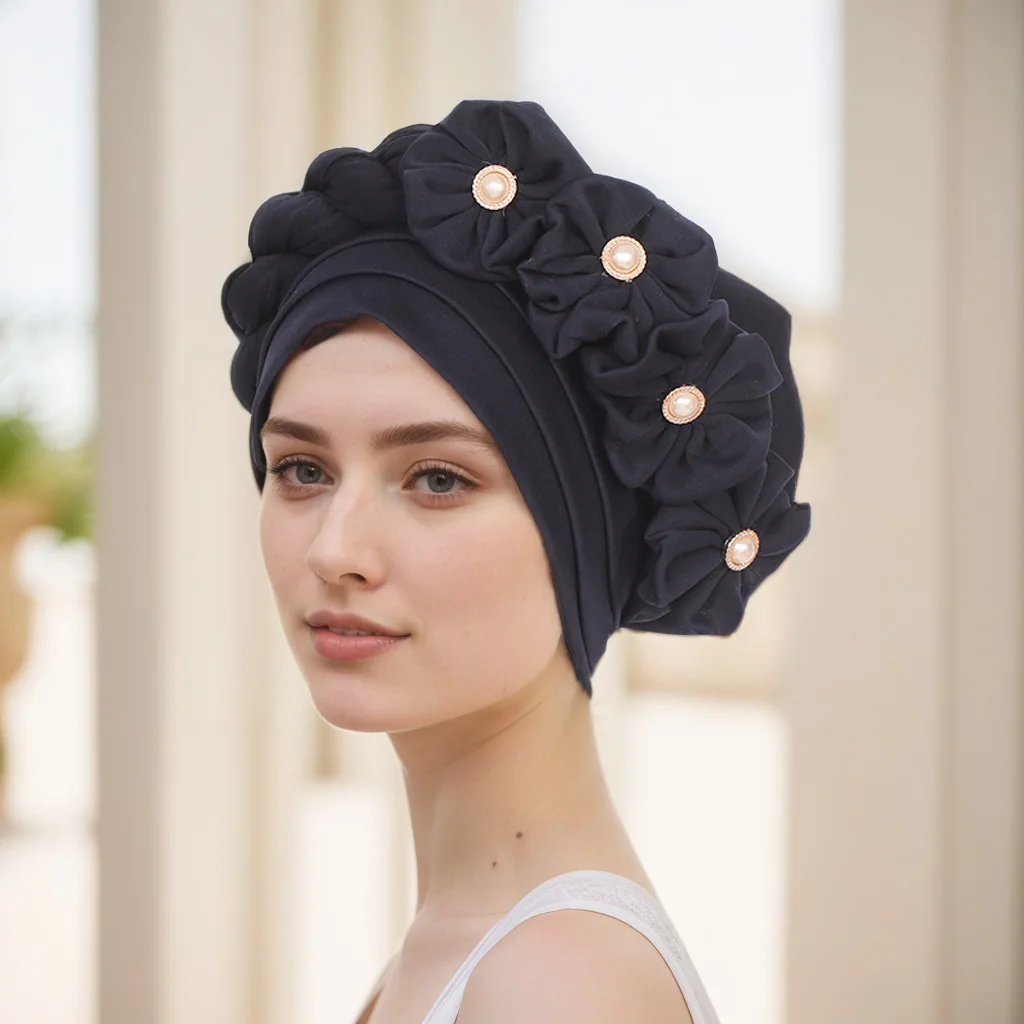 Headscarf Hat New Three-layer Brim Cannabis Flower Braid Sticky Small Flower Bun Hat Ten Colors Outdoor Shade Makeup Hat