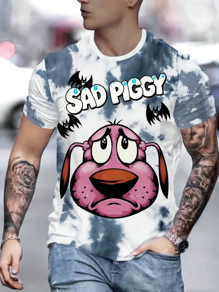 

Funny Animals Pattern Short Sleeve T-shirt 3D Letter Print T Shirts For Men Summer Casual O-neck Tee Trend Street Men's Clothing