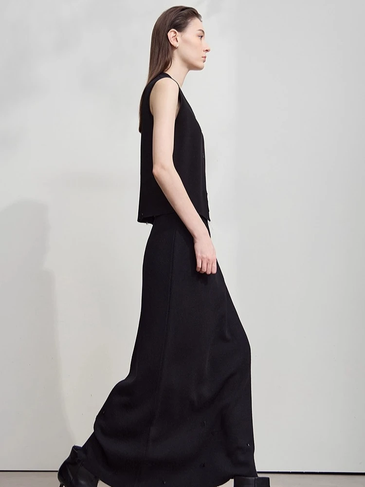 Amii vestidos minimalistas para mulher 2025 outono nova sólida malha o pescoço solto médio e longo camisola roupas femininas 1255tm4006