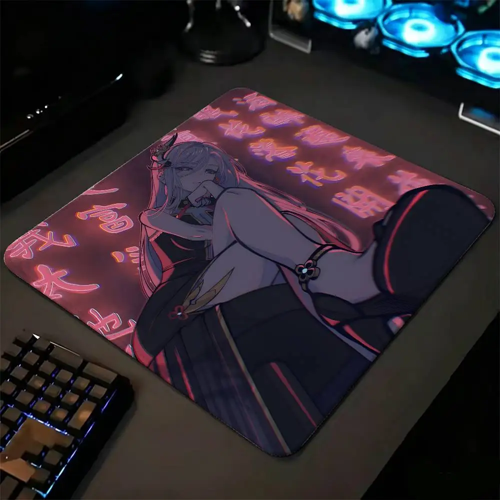

Neon Anime Girl Mouse Pad, Red Glow Calligraphy & Elegant Character, Non-Slip Gaming Desk Mat
