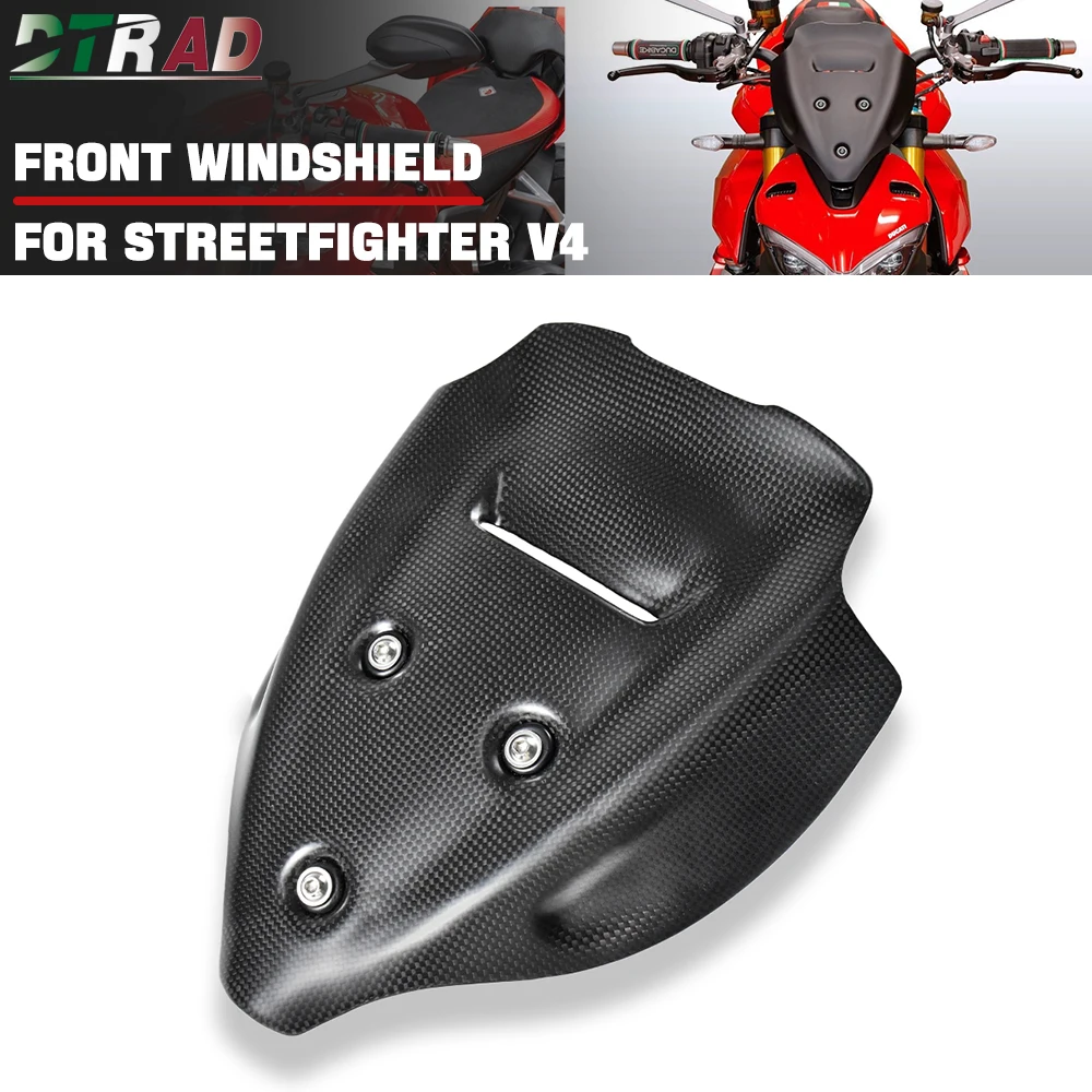 

Motorcycle Real Carbon Fiber Front Fairing Windshield For DUCATI Streetfighter V4 V4S SP 2020-2023 2024 Windscreen Air Deflector