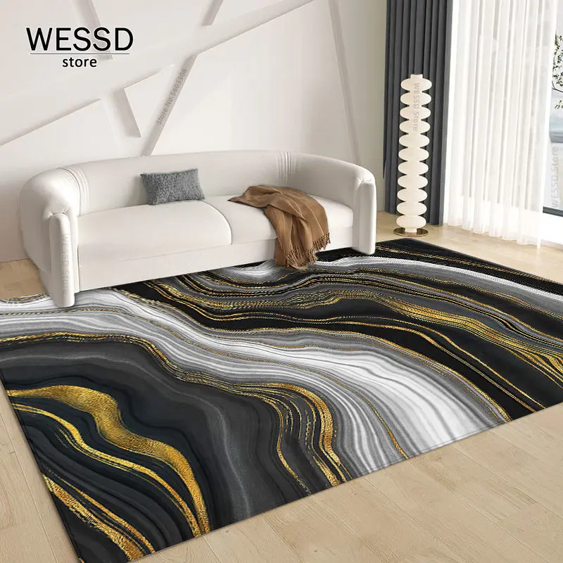 Modern Living Room Floor Carpet Coffee Table Rug Abstract Geometric Print Bed Foot Mat Soft Anti-slip Chair Couch Mat