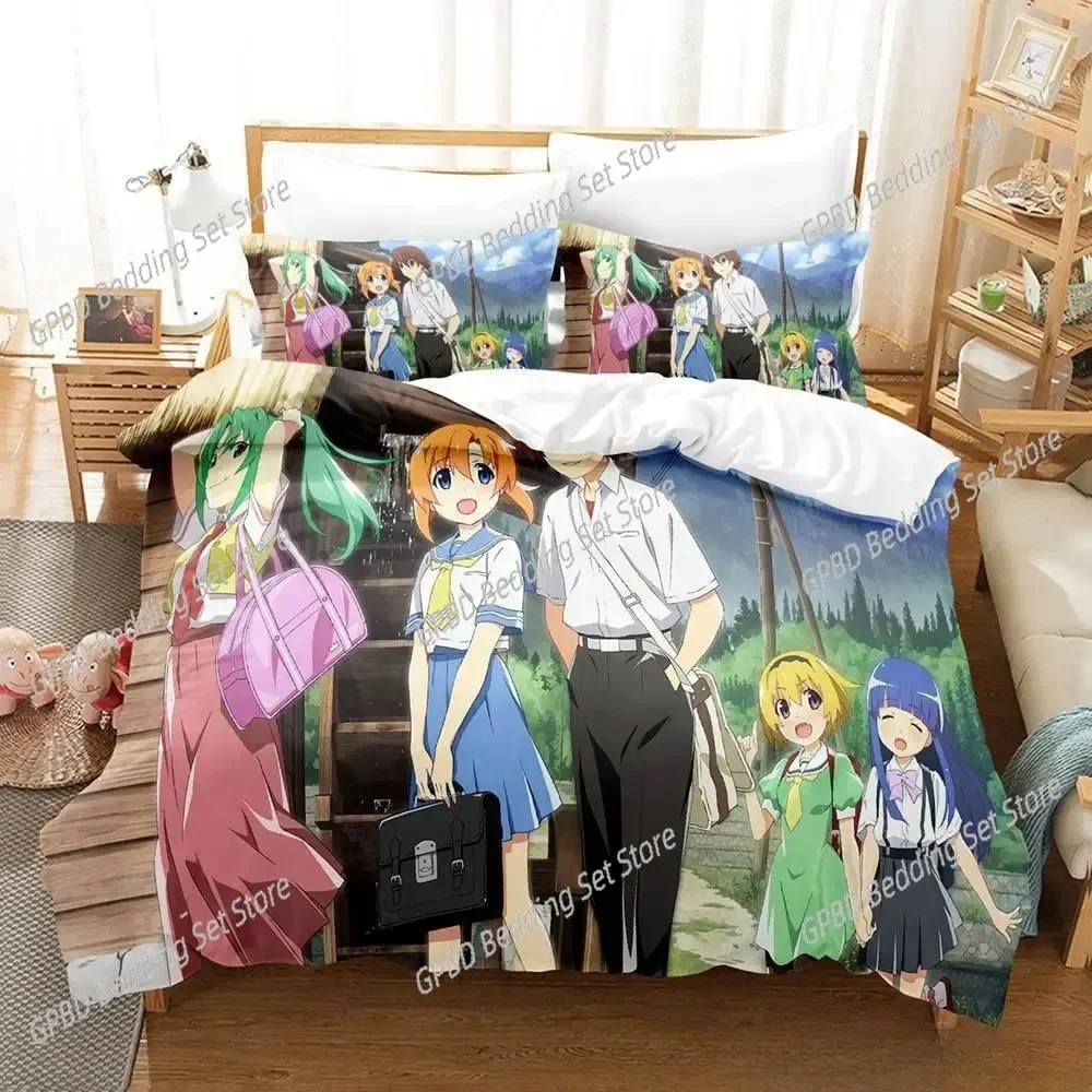 

3D Print Anime Higurashi when they cry Comfortable Duvet Cover Pillowcase Bedding Set Children Bedroom Decoration Home Textile