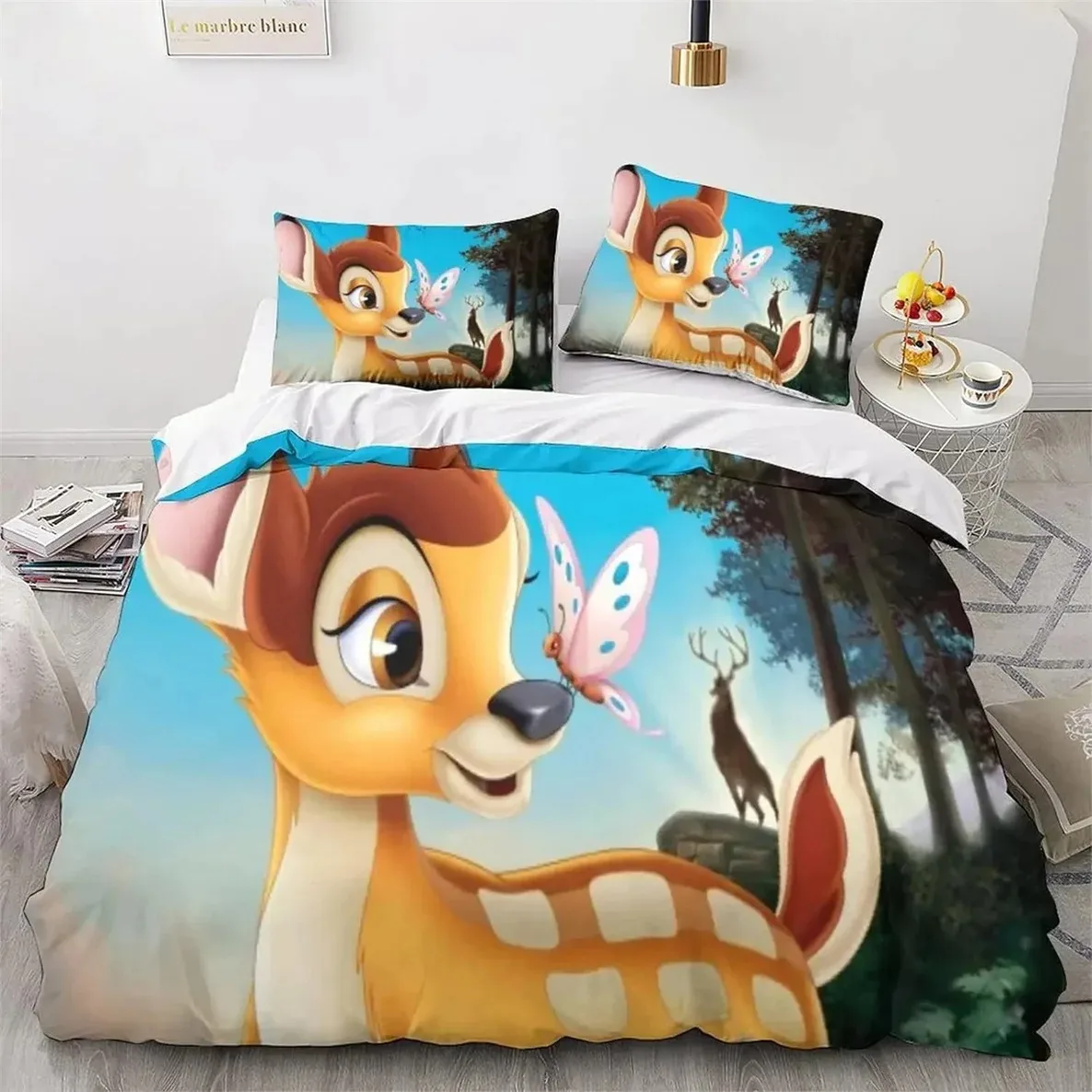 Disney Bambi King Size Bedding Sets Anime Cosplay Cute Bed Quilt Covers Pillowcases Bedroom Duvet Cover Sets