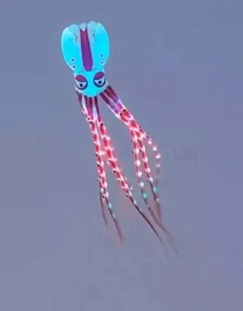 free shipping  led octopus kites flying trilobites kite for adults kite string line windsurfing led fish kites with battery fun