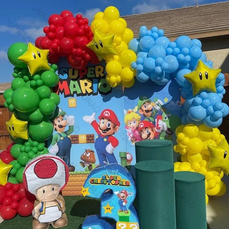 108 pièces Super Mario ballons arc guirlande Kit Air Mario fête d'anniversaire ballons bébé douche décoration cadeau jouets