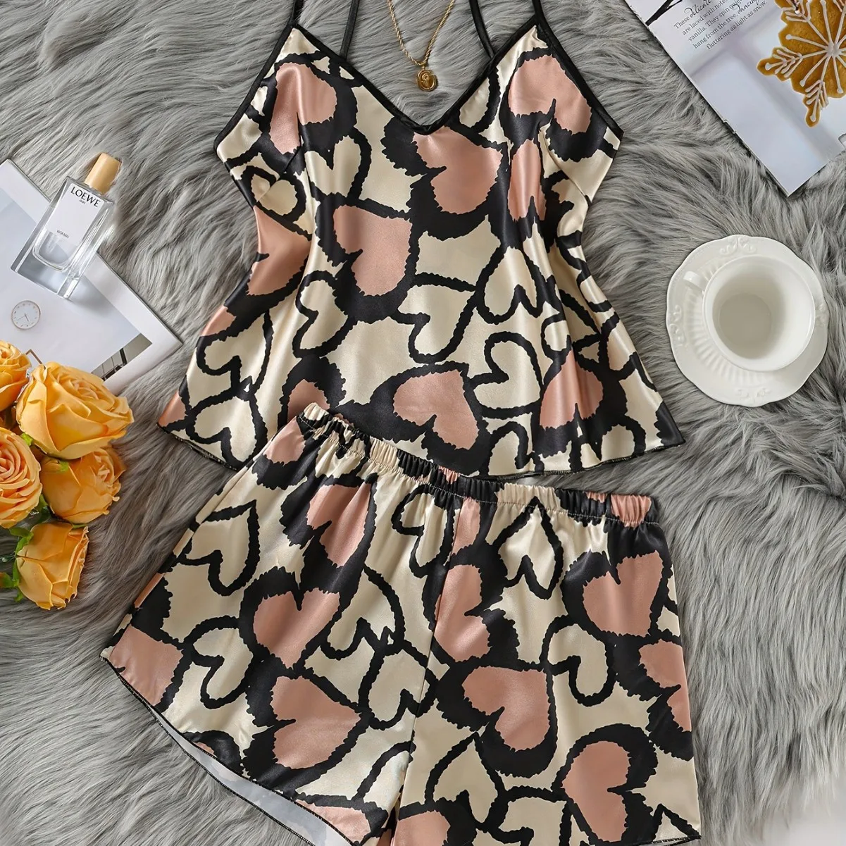 

Sexy Sleep Imitation Silk New Sexy Strap Fashion Printed Home Clothes