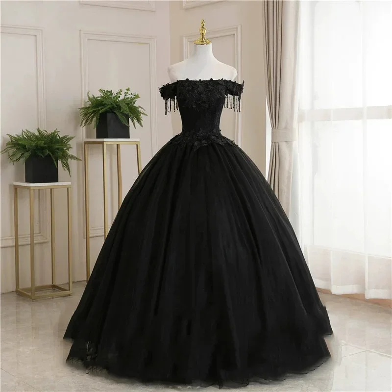 Black 340 evening dress 2024 new stage performance costume wedding dress banquet dress female