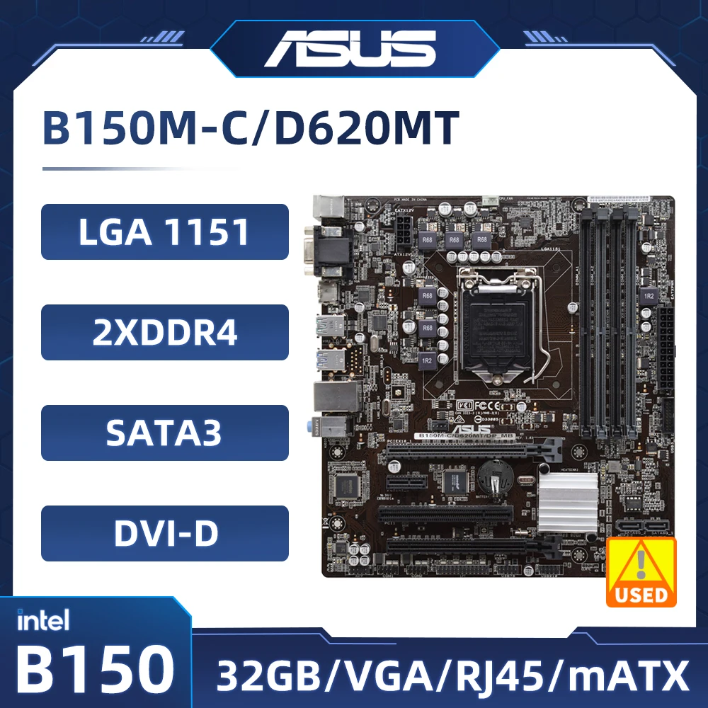 Placa base ASUS B150M-C LGA1151 intel B150 B150M-C/D620MT/DP-MB Micro ATX DDR4 32GB compatible con cpu 6300 6100T 7300 7700 G3930